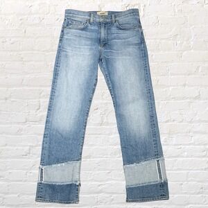 Baldwin Stella Harvey Patchwork Jeans Straight Leg Size 28x28 Boho Chic Frayed